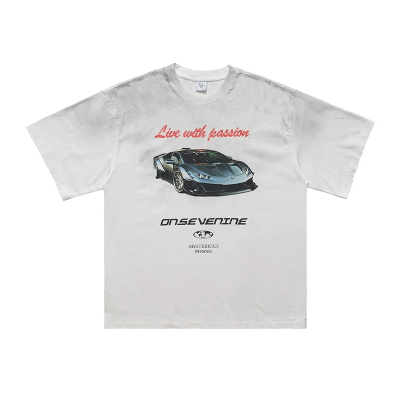 ONSEVENINE "Live with Passion" Supercar Graphic Tee