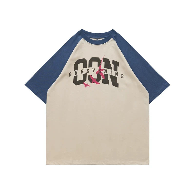ONSEVENINE Raglan Colorblock "OON" Bird Graphic Tee