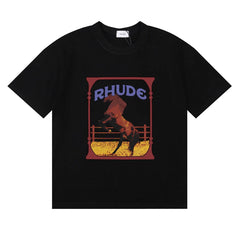 RHUDE Graphic Print T-Shirt - Black Rearing Horse Motif