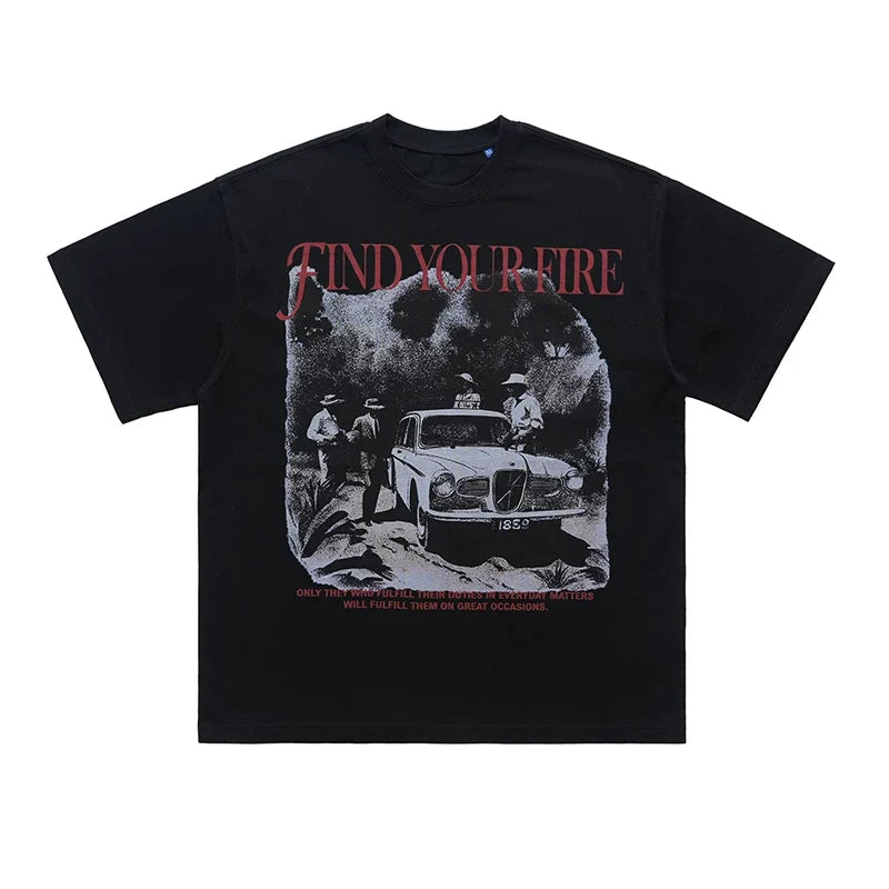 ONSEVENINE "Find Your Fire" Vintage Car Graphic Tee