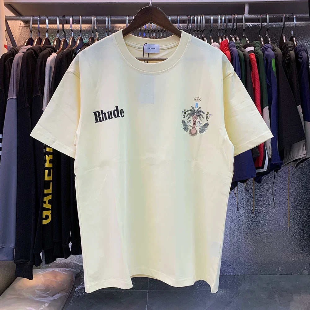 RHUDE Minimalist Logo & Crest Graphic T-Shirt - Cream