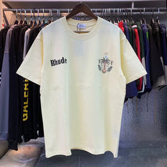 RHUDE Minimalist Logo & Crest Graphic T-Shirt - Cream