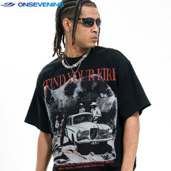 ONSEVENINE "Find Your Fire" Vintage Car Graphic Tee