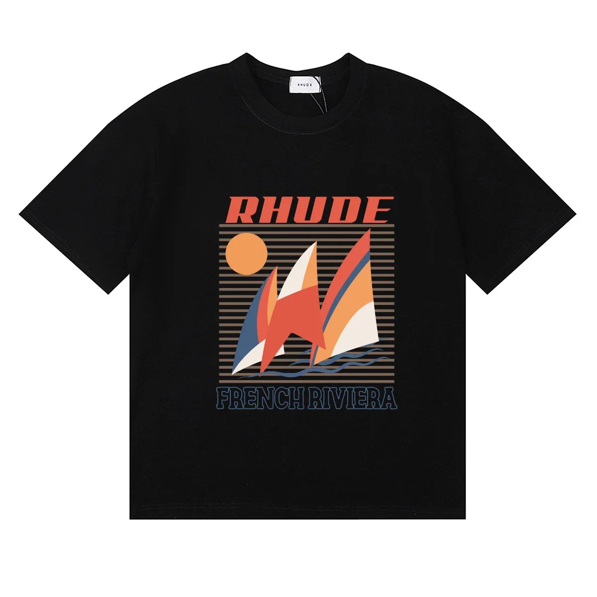 RHUDE French Riviera Graphic Print T-Shirt - Black