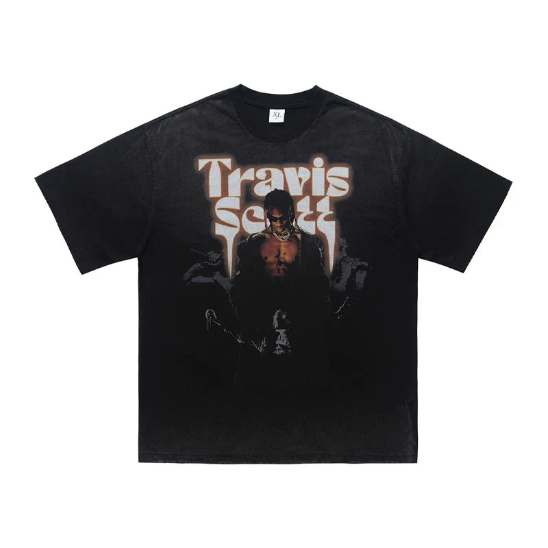 ONSEVENINE Travis Scott Vintage-Style Graphic Tee