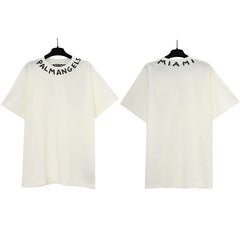 Palm Angels Neckline Collar Logo T-Shirt - White/Miami