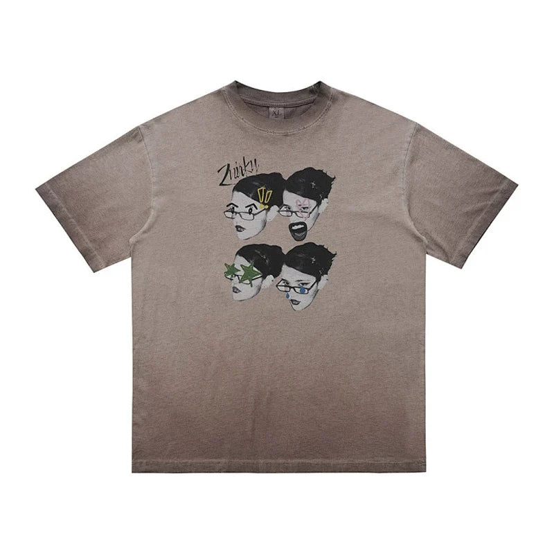 ONSEVENINE Four-Panel Portrait Graphic Tee