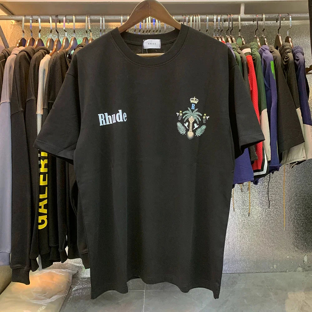 RHUDE Minimalist Logo & Crest Graphic T-Shirt - Black