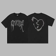 Revenge Arch Logo & Heart Outline Graphic Short Sleeve T-Shirt Black