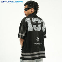 ONSEVENINE "Vintage" Black Athletic Mesh Jersey