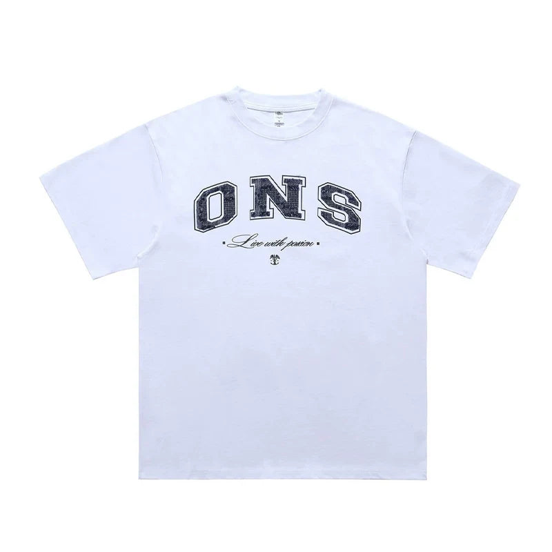 ONSEVENINE "ONS / Live with Passion" Varsity Graphic Tee