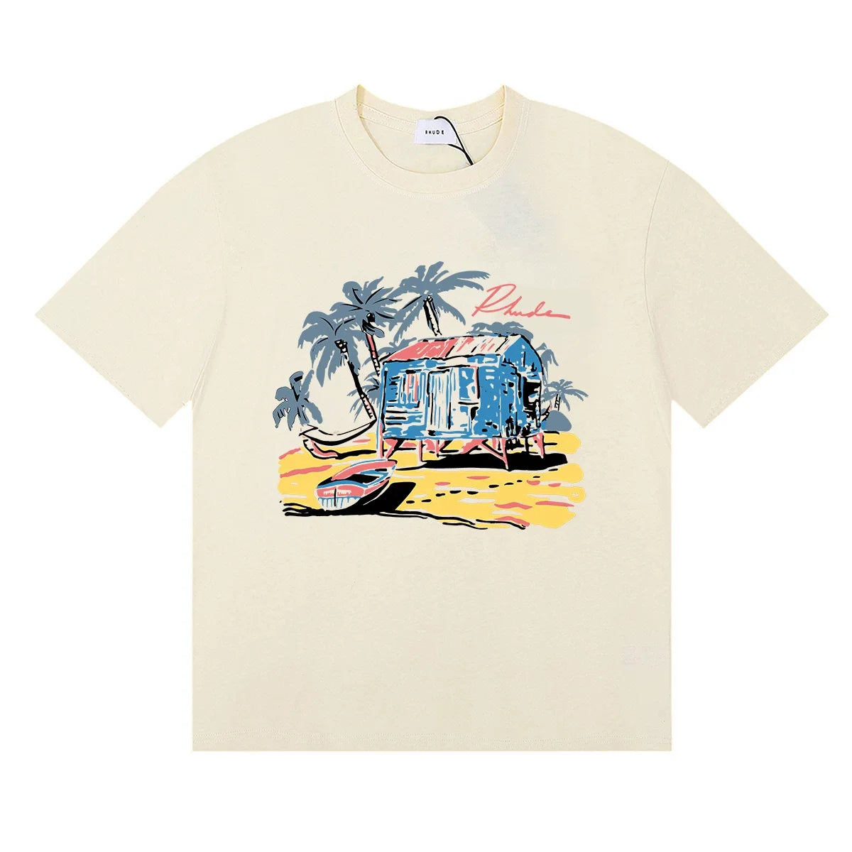 RHUDE Island Graphic Print T-Shirt - Cream
