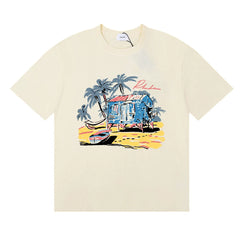 RHUDE Island Graphic Print T-Shirt - Cream