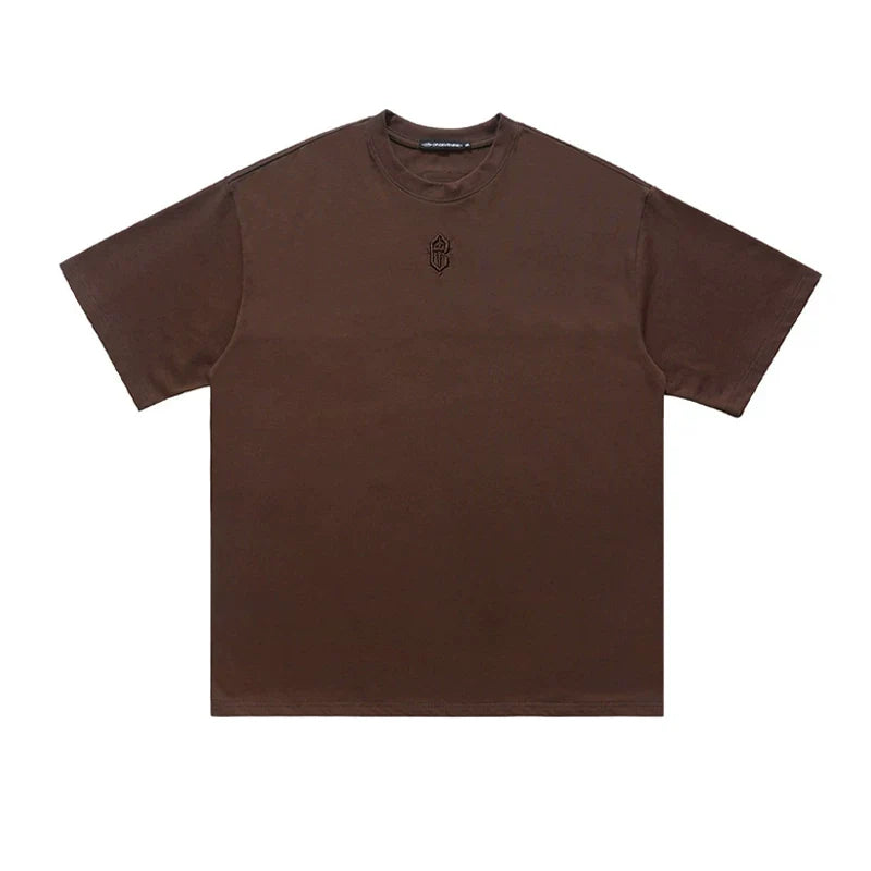 ONSEVENINE Gothic Embroidered Brown Tee