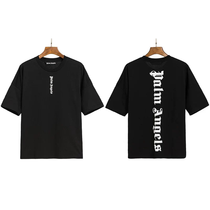 Palm Angels Vertical Gothic Logo T-Shirt - Black