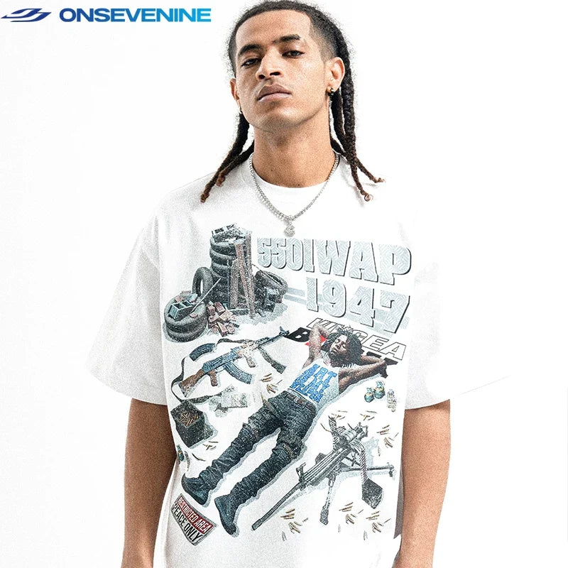 ONSEVENINE "550IWAP 1947" Collage Graphic Tee