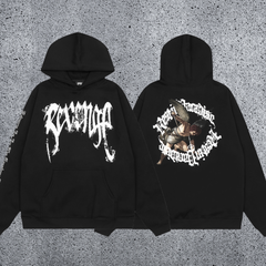 REVENGE Angel Graphic Fleece Hoodie – Black