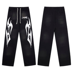 HELLSTAR Skull Flame Graphic Sweatpants Black
