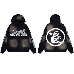 HELLSTAR Distressed Flame Black Hoodie