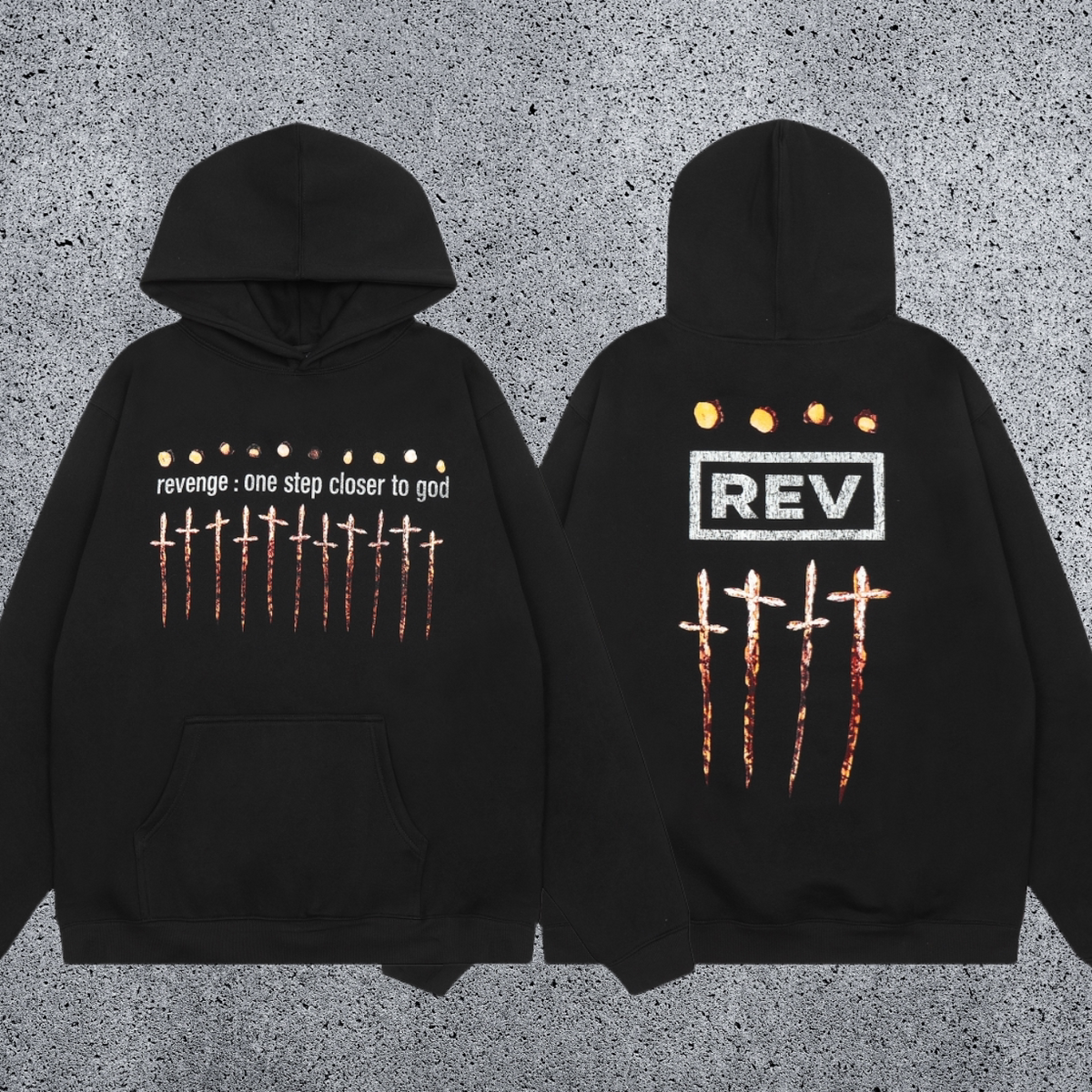REVENGE Cross Graphic Fleece Hoodie