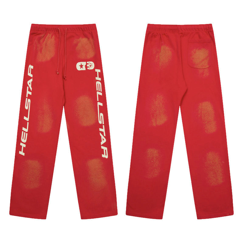 HELLSTAR Logo Print Sweatpants Red Streetwear