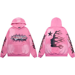 HELLSTAR Flame Graphic Hoodie – Pink