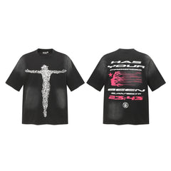 HELLSTAR Pink Graphic Oversized T-Shirt