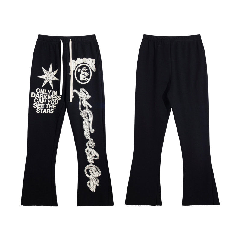 HELLSTAR Darkness Stars Flare Sweatpants Black