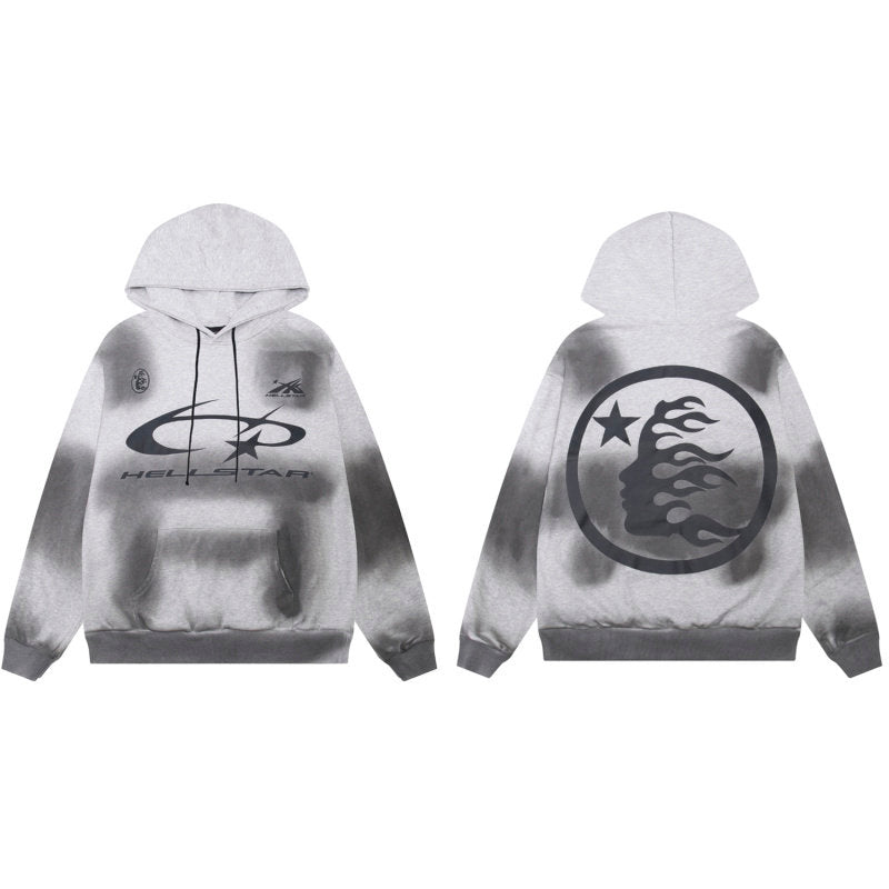 HELLSTAR Washed Grey Graphic Hoodie