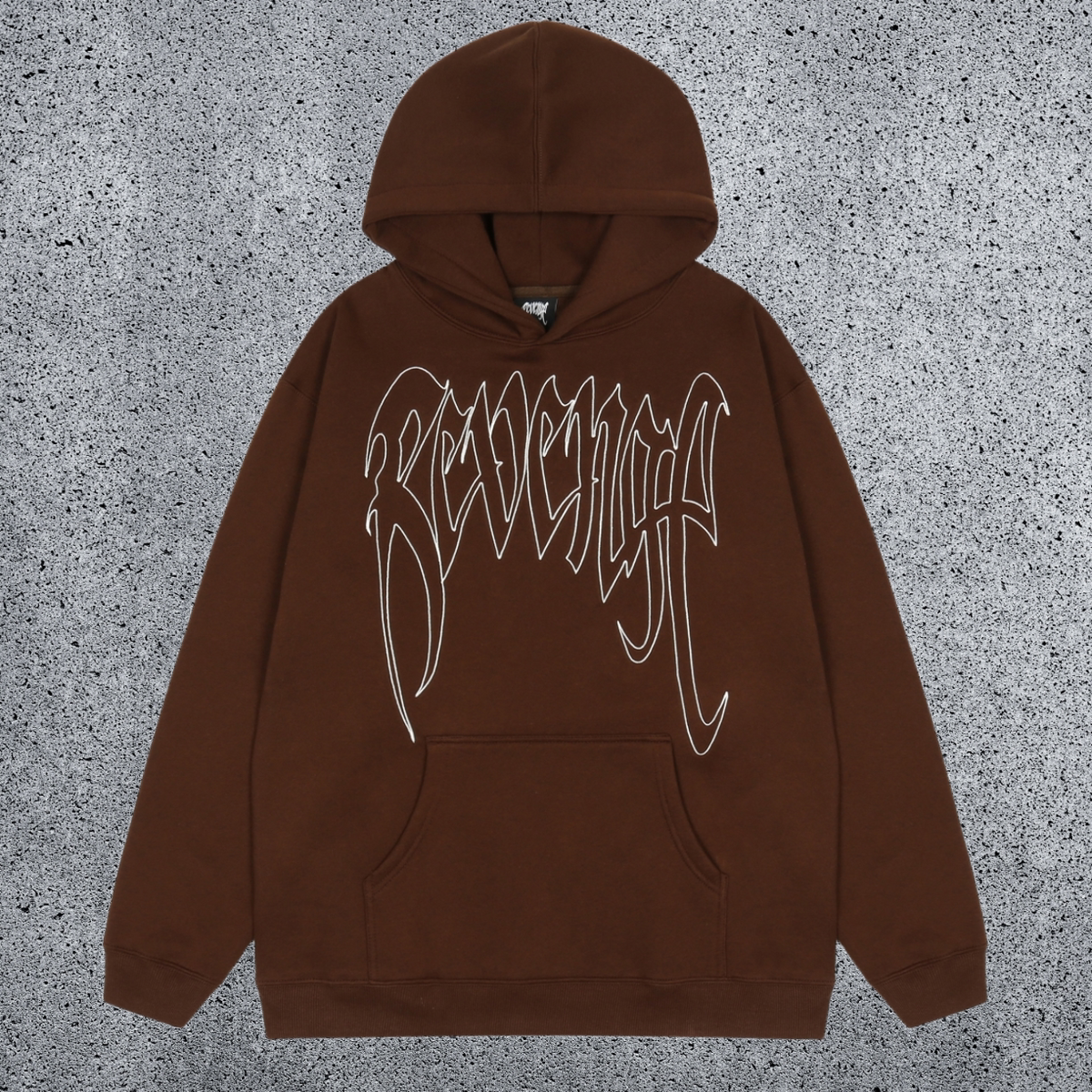 REVENGE Brown Outline Graphic Pullover Hoodie