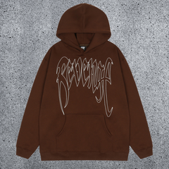 REVENGE Brown Outline Graphic Pullover Hoodie