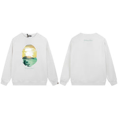 A BATHING APE Rising Ape Landscape Graphic Crewneck Sweatshirt