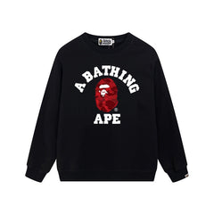 BAPE Red Camo Ape Head Crewneck Sweatshirt