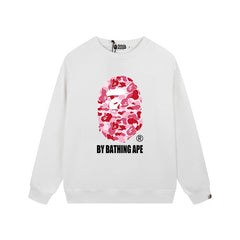 BAPE Pink Camo Ape Head Crewneck Sweatshirt White