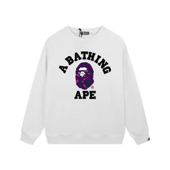 BAPE Purple Camo Ape Head Crewneck Sweatshirt White