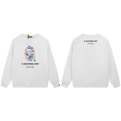 BAPE Abstract Ape Head Graphic Crewneck Sweatshirt White
